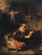 REMBRANDT Harmenszoon van Rijn The Holy Family with Angels oil painting artist